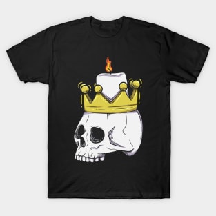 King skull with burning candle T-Shirt